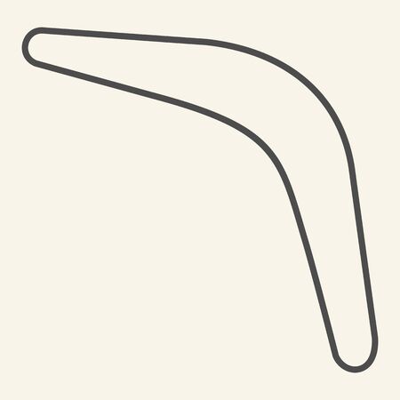 Boomerang thin line icon. Flying boomerang silhouette outline style pictogram on beige background. Sport and recreation signs for mobile concept and web design. Vector graphics.のイラスト素材