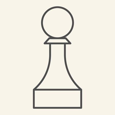 Chess Pawn thin line icon. Chess Piece outline style pictogram on beige background. Strategic board game for mobile concept and web design. Vector graphics.のイラスト素材