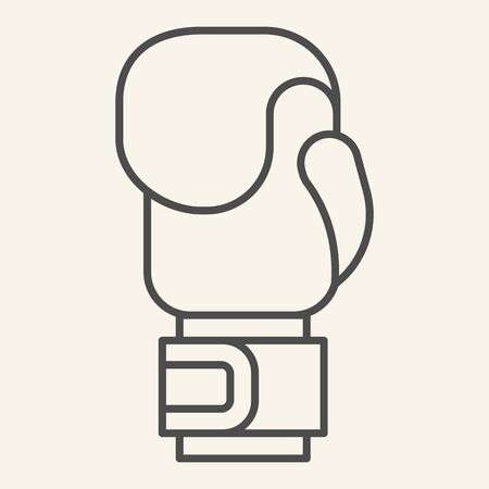 Boxing glove thin line icon. Sport equipment outline style pictogram on beige background. Boxing gloves symbol for mobile concept and web design. Vector graphics.のイラスト素材