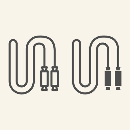 Jump rope line and solid icon. Skip rope outline style pictogram on beige background. Fitness play or exercise for mobile concept and web design. Vector graphics.のイラスト素材