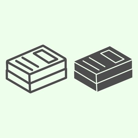 Documents line and solid icon. Business paper stack outline style pictogram on white background. Office and organization documentation for mobile concept and web design. Vector graphics.のイラスト素材
