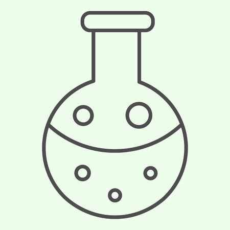 Reagent thin line icon. Chemistry lab flask with liquid outline style pictogram on white background. Science technology signs for mobile concept and web design. Vector graphics.の写真素材