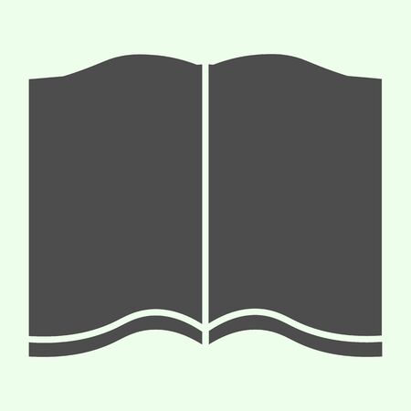 Open book solid icon. Learning education textbook glyph style pictogram on white background. Development and progress signs for mobile concept and web design. Vector graphics.の写真素材