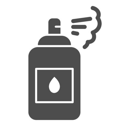 Antiseptic spray solid icon. Hand care hygiene glyph style pictogram on white background. Use sanitary antiseptic prevent coronavirus sign for mobile concept and web design. Vector graphic.の写真素材