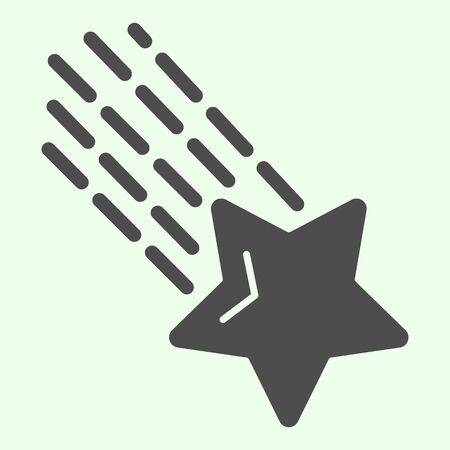 Shooting star solid icon. Falling meteor star with tale in outer space glyph style pictogram on white background. Universe and cosmos signs for mobile concept and web design. Vector graphics.の写真素材