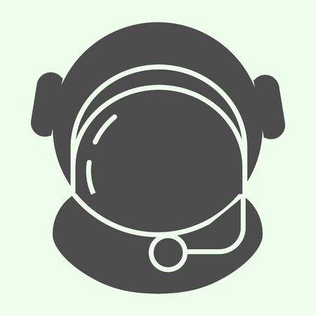 Spacesuit solid icon. Astronaut helmet with protective glass glyph style pictogram on white background. Space and universe signs for mobile concept and web design. Vector graphics.の写真素材