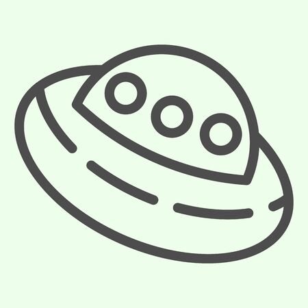UFO line icon. Outer space alien flying saucer outline style pictogram on white background. Exploration and research signs for mobile concept and web design. Vector graphics.の写真素材