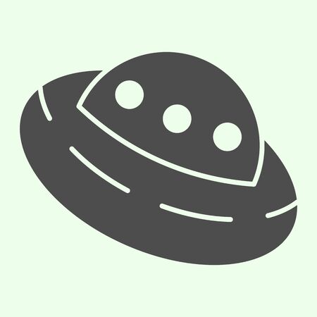 UFO solid icon. Outer space alien flying saucer glyph style pictogram on white background. Exploration and research signs for mobile concept and web design. Vector graphics.の写真素材