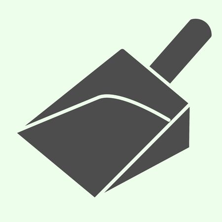 Garbage scoop solid icon. House cleaning plastic shovel or dustpan glyph style pictogram on white background. Housework tools signs for mobile concept and web design. Vector graphics.の写真素材