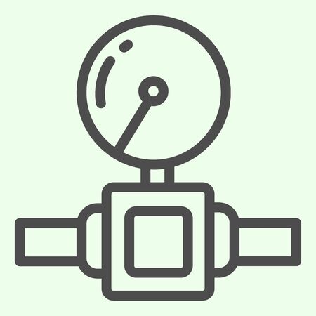 Water pipe counter line icon. Home supply meter or gauge, industrial valve outline style pictogram on white background. Construction signs for mobile concept and web design. Vector graphics.の写真素材