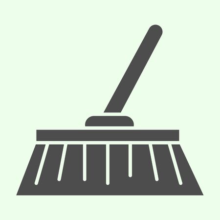 Broom solid icon. House cleaning brush domestic equipment glyph style pictogram on white background. Housework tools signs for mobile concept and web design. Vector graphics.の写真素材