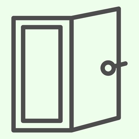 Door line icon. Open home doorway exit or entrance outline style pictogram on white background. Apartment and construction signs for mobile concept and web design. Vector graphics.の写真素材