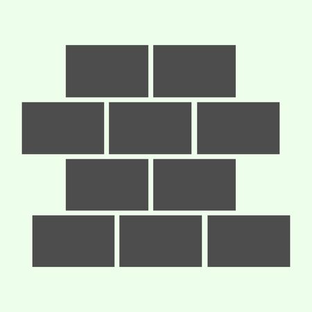 Brick solid icon. Building wall with bricks glyph style pictogram on white background. Homebuilding and Brickwork signs for mobile concept and web design. Vector graphics.の写真素材