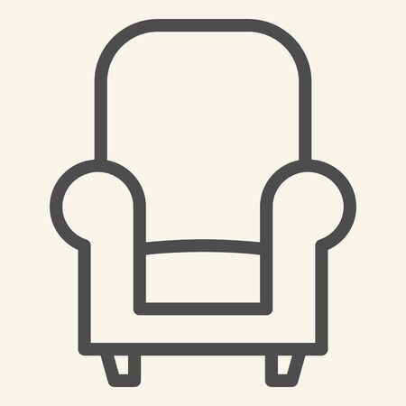 Soft chair line icon. Comfortable classic armchair symbol, outline style pictogram on beige background. Chair furniture for relax sign for mobile concept and web design. Vector graphics.の写真素材