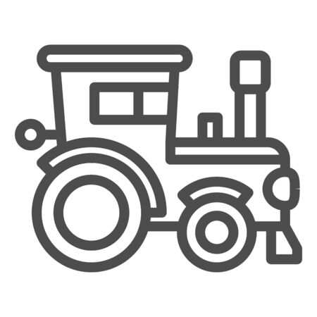 Tractor line icon, farm machinery symbol, agrimotor vector sign on white background, farmer machine icon in outline style for mobile concept and web design. Vector graphicsの写真素材