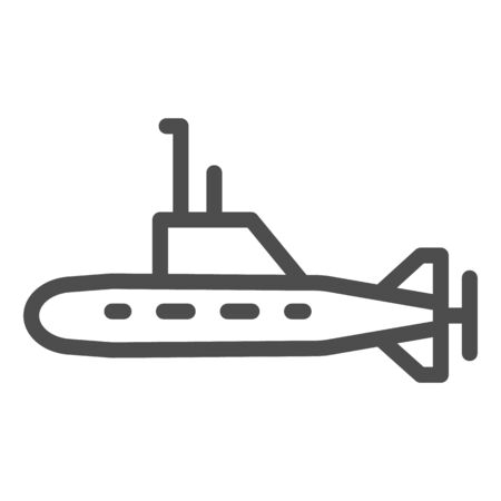 Submarine line icon, warship transport symbol, underwater boat vector sign on white background, Submarine with periscope icon in outline style mobile concept and web design. Vector graphicsの写真素材