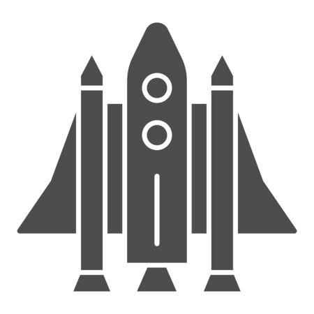 Space Shuttle solid icon, transport symbol, Spaceship vector sign on white background, rocket icon in glyph style for mobile concept and web design. Vector graphicsの写真素材