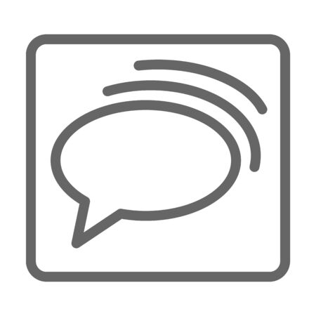 Chat message sign line icon, Communication chat symbol, received mail notification vector sign on white background, Speech bubble symbol icon in outline style. Vector graphicsの写真素材