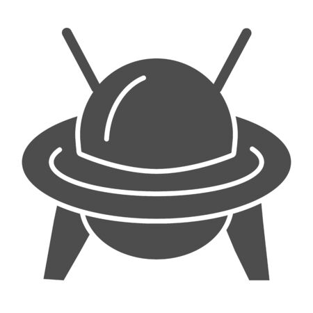 UFO solid icon, transportation symbol, Flying Saucer vector sign on white background, Ufo spaceship icon in glyph style for mobile concept and web design. Vector graphicsの写真素材