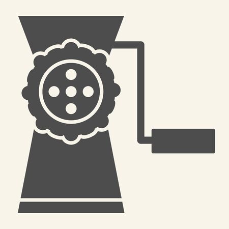 Meat grinder solid icon. Manual mincer symbol, glyph style pictogram on beige background. Old meat grinder tool sign for mobile concept and web design. Vector graphicsの写真素材