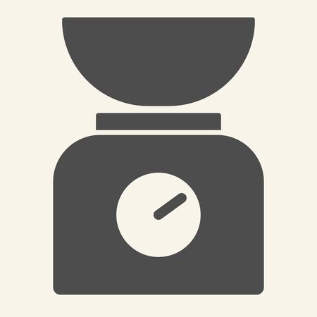Kitchen scale with bowl solid icon. Kitchen measuring device symbol, glyph style pictogram on beige background. Weight scale sign for mobile concept and web design. Vector graphicsの写真素材