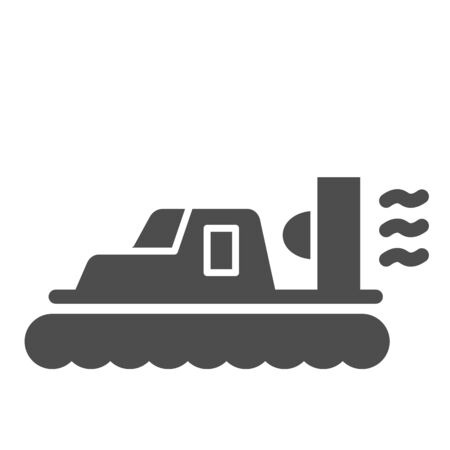 Hovercraft solid icon, sea transport symbol, marine transportation vector sign on white background, Hovercraft boat icon in glyph style for mobile concept and web design. Vector graphics.の写真素材