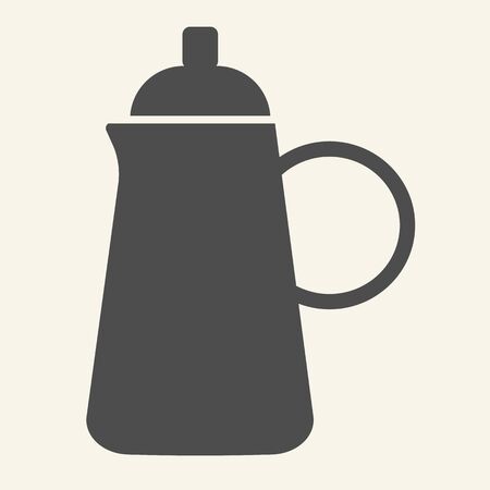 Kettle solid icon. Teapot symbol, glyph style pictogram on beige background. Kitchen Tea pot sign for mobile concept and web design. Vector graphics.の写真素材
