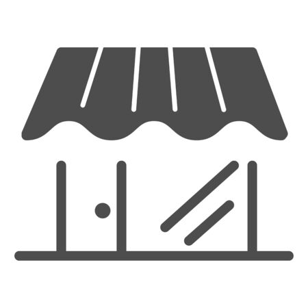 Shop facade solid icon, Bakery concept, Baking shop building sign on white background, Bread store icon in glyph style for mobile concept and web design. Vector graphics.のイラスト素材