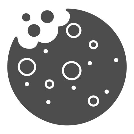 Tasty cookies with crumbs solid icon, bakery concept, Biscuit sign on white background, Chocolate cookie icon in glyph style for mobile concept and web design. Vector graphics.のイラスト素材