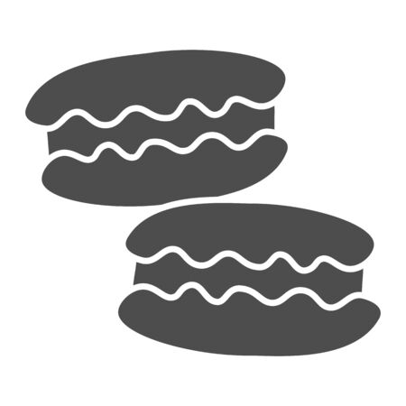 Macaroon solid icon, confectionary concept, macaroon sweet dessert sign on white background, macarons icon in glyph style for mobile concept and web design. Vector graphics.のイラスト素材
