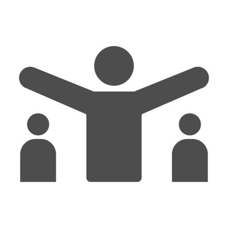 Adult protects children solid icon, 1st June children protection day concept, two kids under safe parent hands sign on white background, father care about sons icon in glyph style. Vector.のイラスト素材