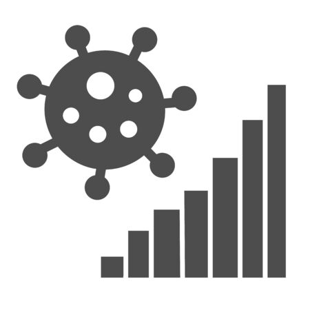 Corona virus statistics solid icon, coronavirus epidemic concept, Covid-19 growth graph sign on white background, virus confirmed cases report icon in glyph style mobile. Vector graphics.のイラスト素材