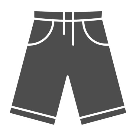 Shorts solid icon, Summer concept, Men bermuda shorts sign on white background, Swimming trunks icon in glyph style for mobile concept and web design. Vector graphics.のイラスト素材