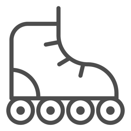 Roller-skates line icon, sport concept, roller skate sign on white background, Retro roller skates icon in outline style for mobile concept and web design. Vector graphics.のイラスト素材