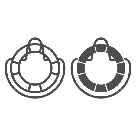 Lifebuoy line and solid icon, Summer concept, life preserver sign on white background, Life saving ring icon in outline style for mobile concept and web design. Vector graphics.のイラスト素材