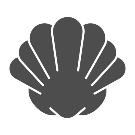 Shell solid icon, marine life concept, shellfish shell sign on white background, seashell icon in glyph style for mobile concept and web design. Vector graphics.のイラスト素材
