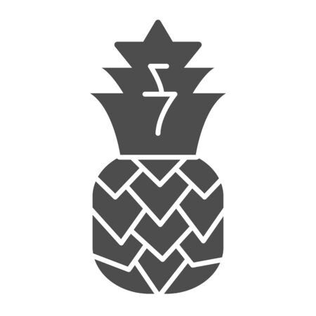 Pineapple solid icon, summer concept, tropical fruit sign on white background, ananas icon in glyph style for mobile concept and web design. Vector graphics.のイラスト素材