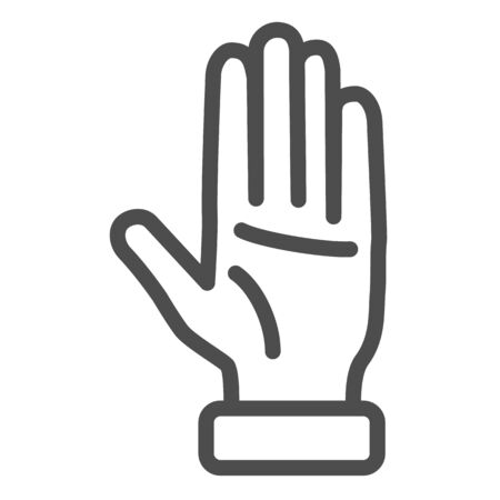Raised hand line icon, gestures concept, open palm sign on white background, hand up icon in outline style for mobile concept and web design. Vector graphics.のイラスト素材