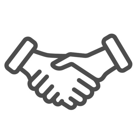 Handshake gesture line icon, gestures concept, Shaking hands sign on white background, symbol of success deal and partnership icon in outline style for mobile, web design. Vector graphics.のイラスト素材