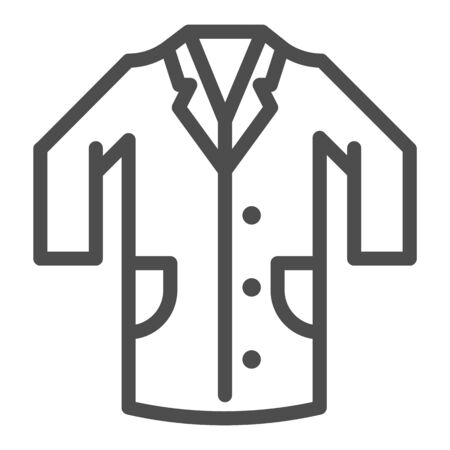 Medical gown line icon, clothes concept, laboratory uniform sign on white background, hospital staff and doctors costume icon in outline style for mobile concept web design. Vector graphics.のイラスト素材