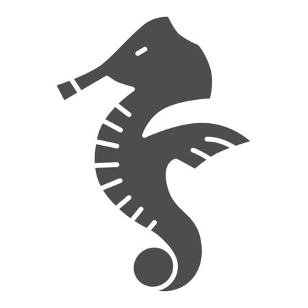 Seahorse solid icon, ocean life concept, Sea horse sign on white background, Underwater aquatic animal symbol in glyph style for mobile concept and web design. Vector graphics.のイラスト素材