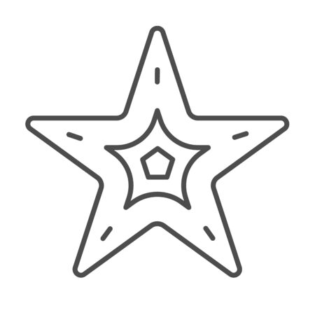 Starfish thin line icon, nautical concept, seastar sign on white background, starfish icon in outline style for mobile concept and web design. Vector graphics.のイラスト素材