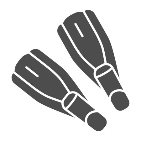 Pair of flippers solid icon, nautical concept, diving fins sign on white background, flipper for underwater swimming icon in glyph style for mobile concept and web design. Vector graphics.のイラスト素材
