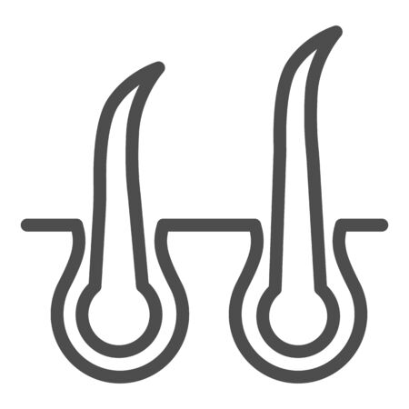 Hair follicle line icon, beauty salon concept, Hair growth in skin pores sign on white background, Hair care symbol in outline style for mobile concept and web design. Vector graphics.のイラスト素材