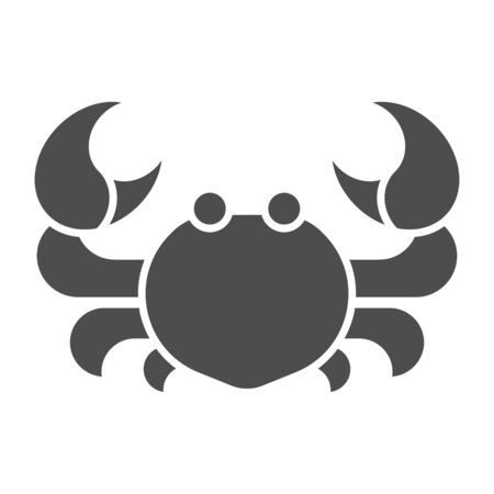 Crab solid icon, marine life concept, seafood sign on white background, Cab silhouette icon in glyph style for mobile concept and web design. Vector graphics.のイラスト素材