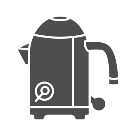 Modern electric kettle solid icon, household appliances concept, electric steel water heater sign on white background, electric teapot icon in glyph style for mobile. Vector graphics.のイラスト素材