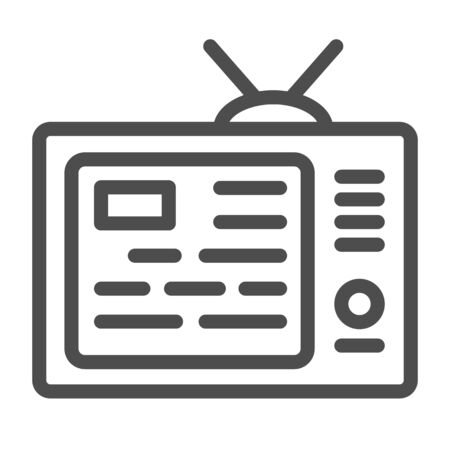 TV showing news on screen line icon, media concept, information on tv screen sign on white background, News on television icon in outline style for mobile concept and web. Vector graphics.のイラスト素材