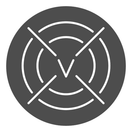 Target with victory symbol solid icon, business strategy concept, achieved business goal sign on white background, Successful goal achievement icon in glyph style mobile. Vector graphics.のイラスト素材