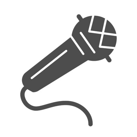 Microphone solid icon, Music festival concept, mike sign on white background, Retro microphone icon in glyph style for mobile concept and web design. Vector graphics.のイラスト素材