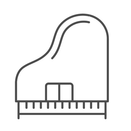Piano thin line icon, Music instruments concept, synthesizer sign on white background, grand piano icon in outline style for mobile concept and web design. Vector graphics.のイラスト素材